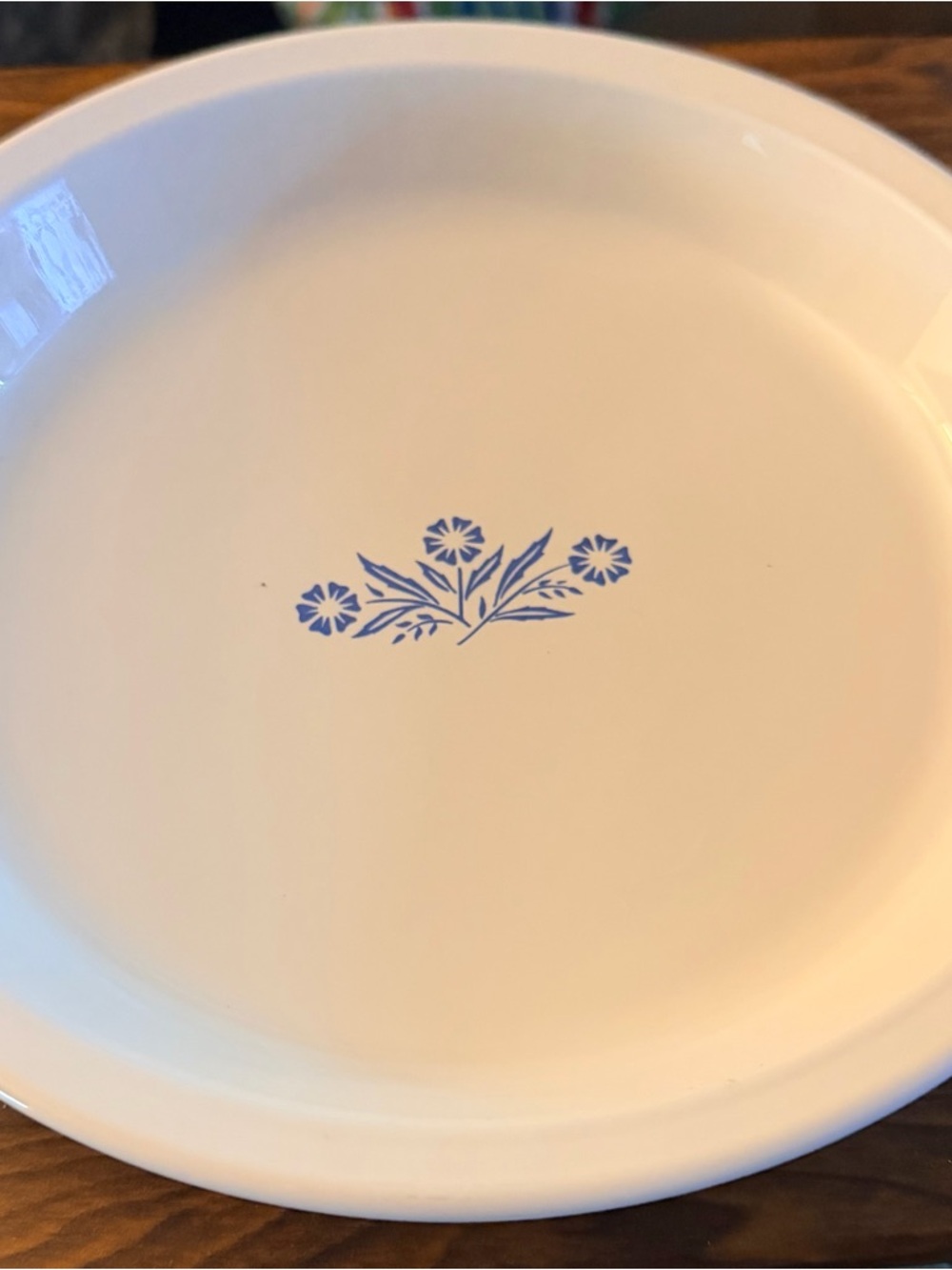 Corningware Pie Plate P 309 Cornflower pattern & hologram stamp on back